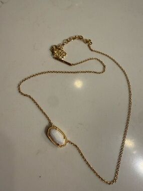 Gold Chain Necklace with Opal Stone Pendant